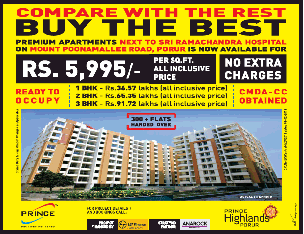 Avail buy the best apartment at Prince Highlands, Chennai